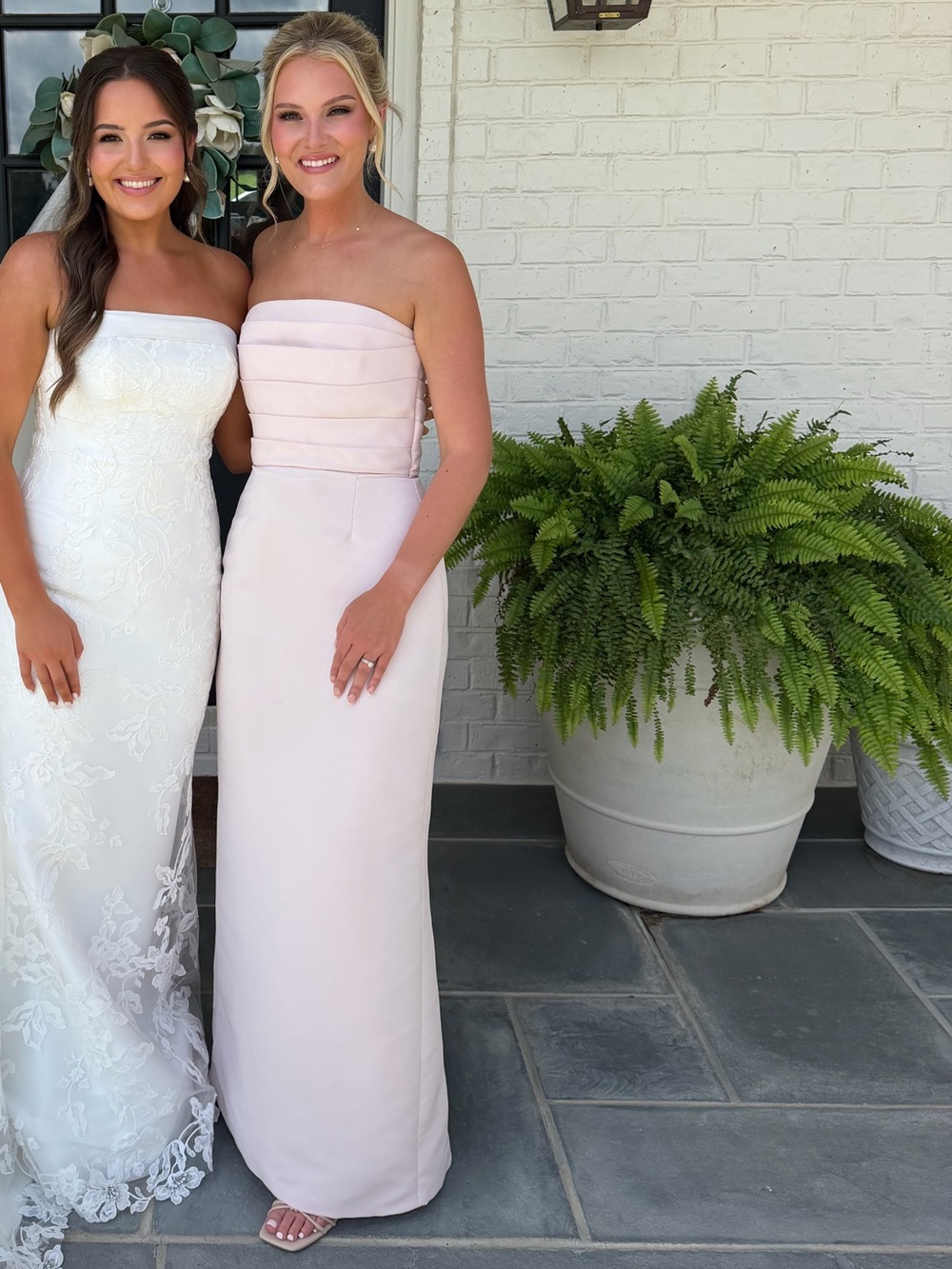 Amsale Strapless Ballet Pink Bridesmaid Gown